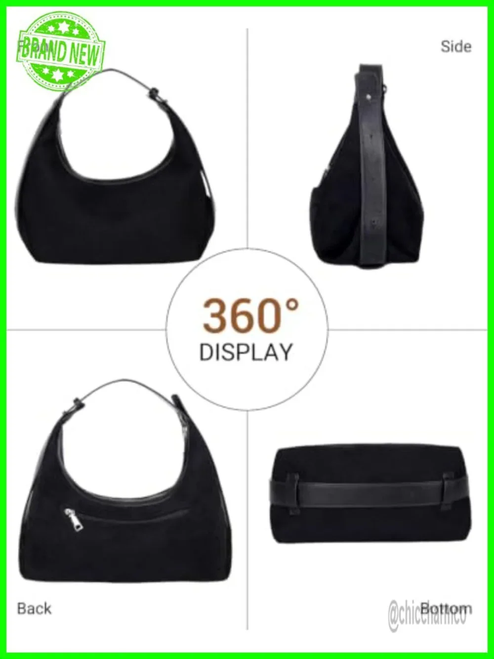 Faux Suede Hobo Bag with Adjustable Strap, 3-Way Carry, Medium